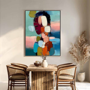 MOSAIC OF THOUGHTS: Textured Abstract Portrait Painting with Bold Colors