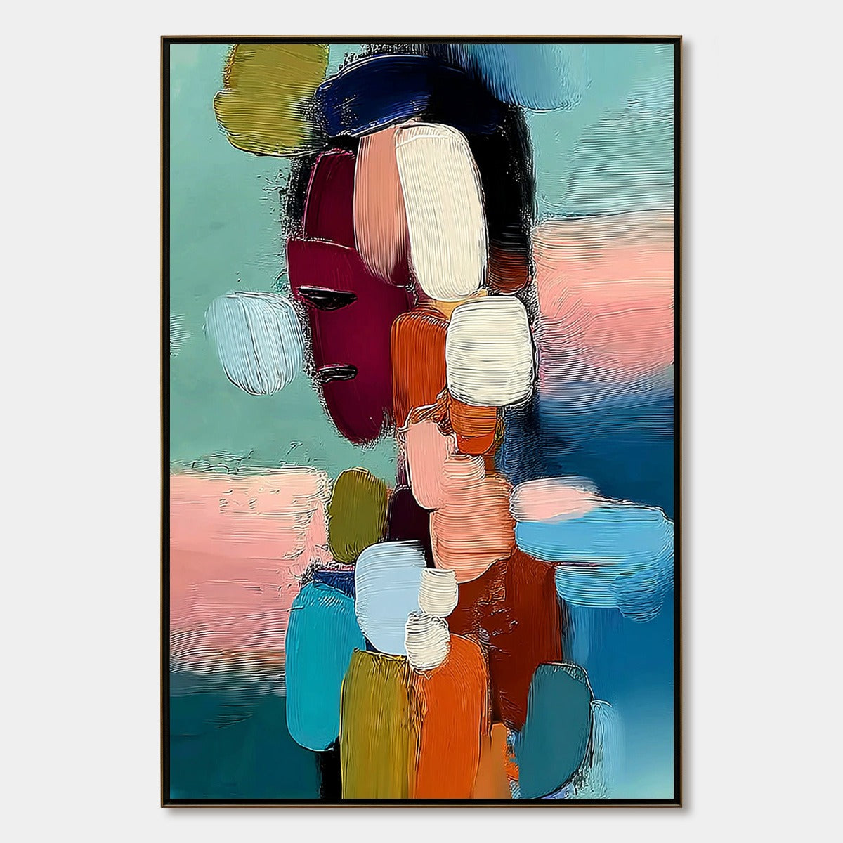 MOSAIC OF THOUGHTS: Textured Abstract Portrait Painting with Bold Colors