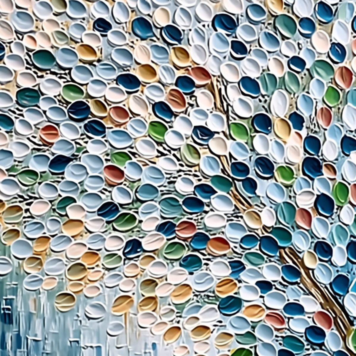 MOSAIC RAIN: Heavily Textured Impasto Tree of Life Painting