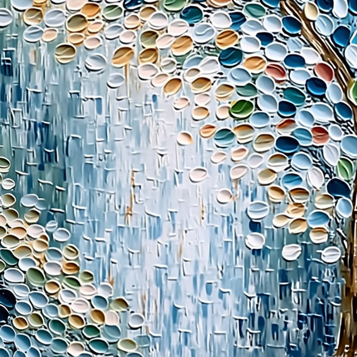 MOSAIC RAIN: Heavily Textured Impasto Tree of Life Painting
