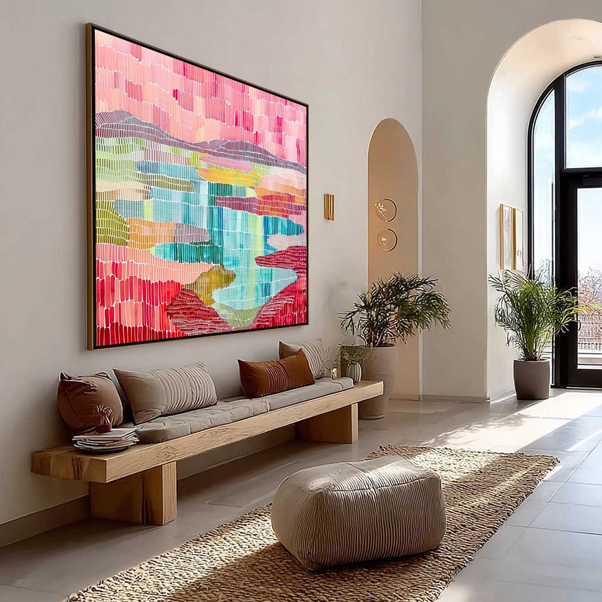 MOSAIC SUNRISE: Colorful Textured Abstract Landscape Painting