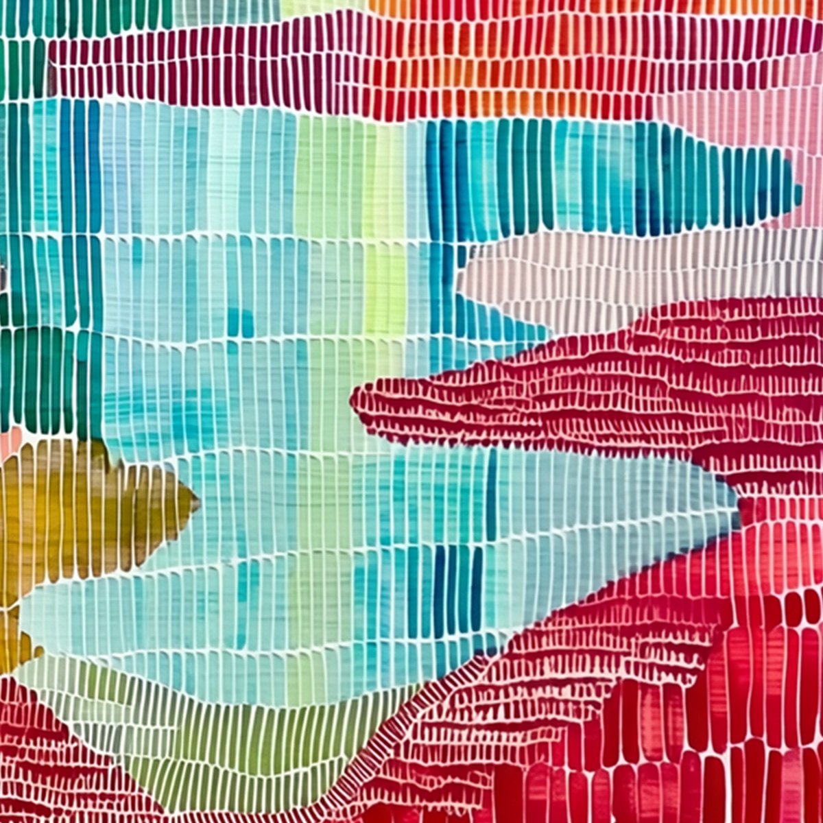 MOSAIC SUNRISE: Colorful Textured Abstract Landscape Painting