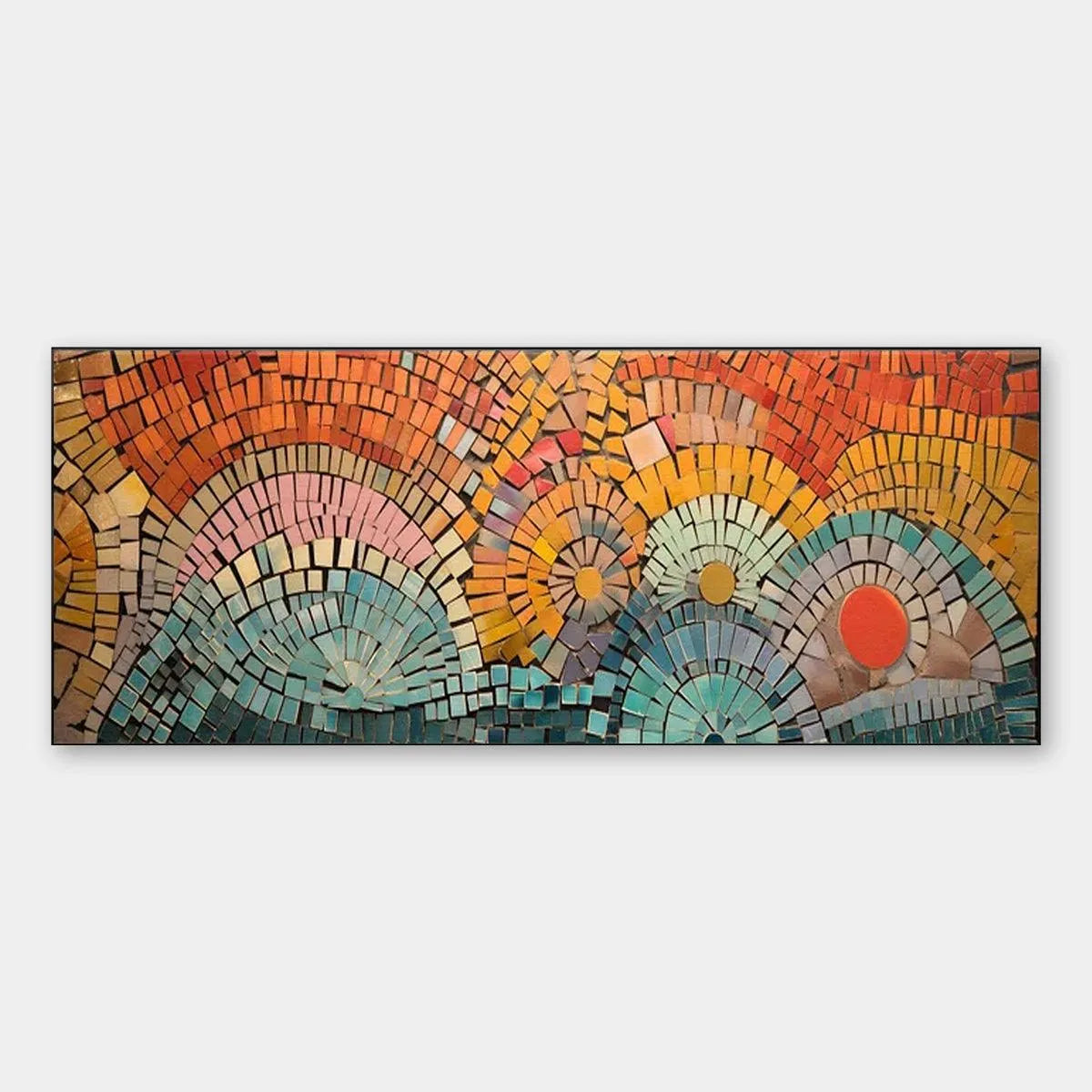 Mosaic Painting, Panoramic Wall Art, Colorful Decor