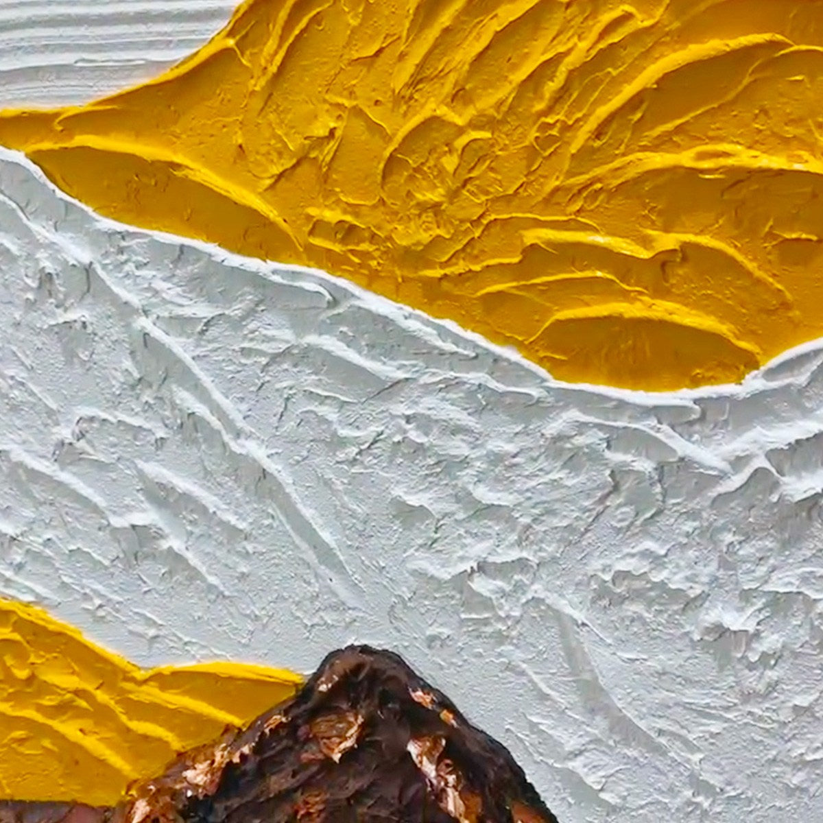 MOUNTAIN PEAKS: Textured Mountain Range Painting in Brown and White
