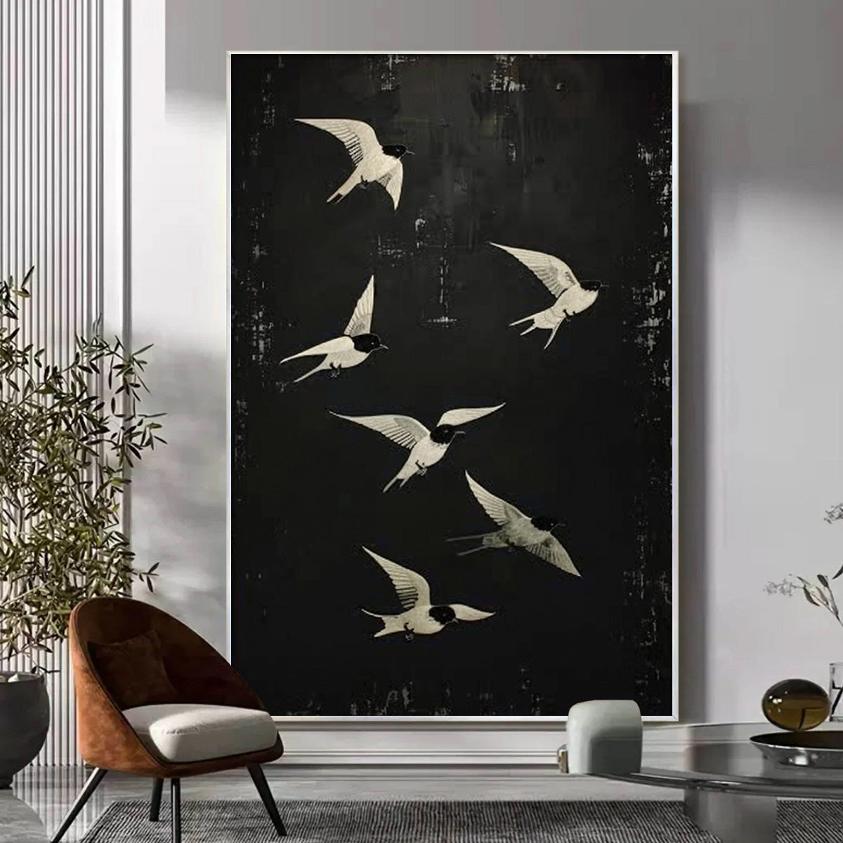 FLIGHT: Minimalist Birds in Flight Oil Painting