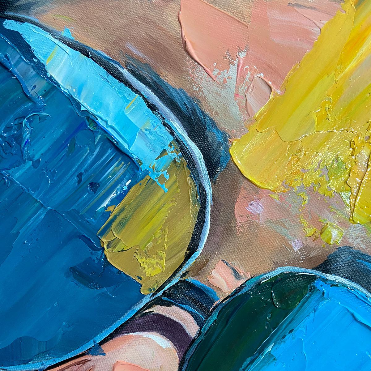 GOLDEN GAZE: Modern Portrait Impasto Oil Painting