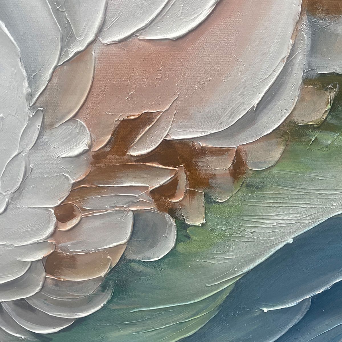 OCEAN WHISPERS: Textured Abstract Seascape Painting, White and Blue Wall Art, Panoramic Canvas, Coastal Decor