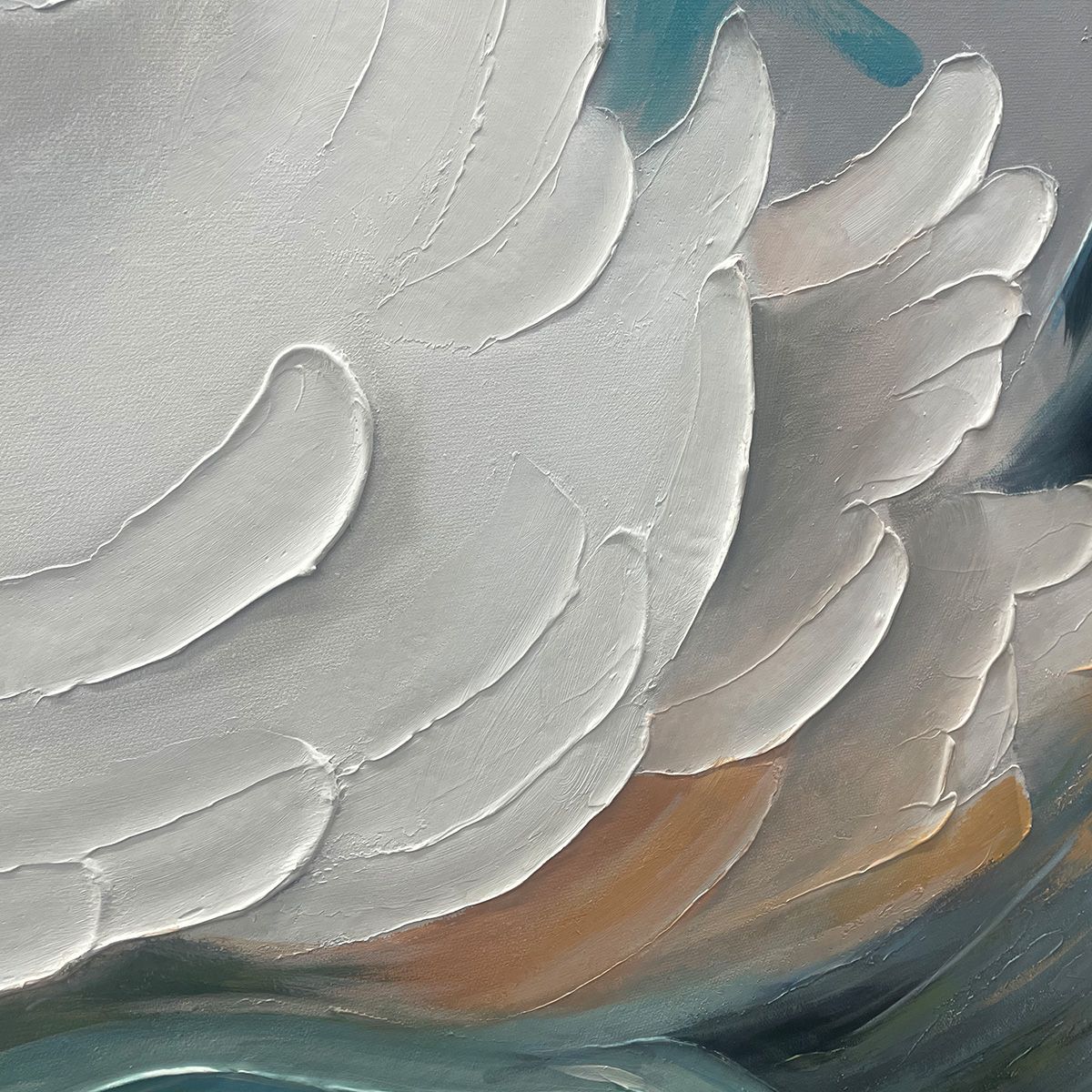 OCEAN WHISPERS: Textured Abstract Seascape Painting, White and Blue Wall Art, Panoramic Canvas, Coastal Decor