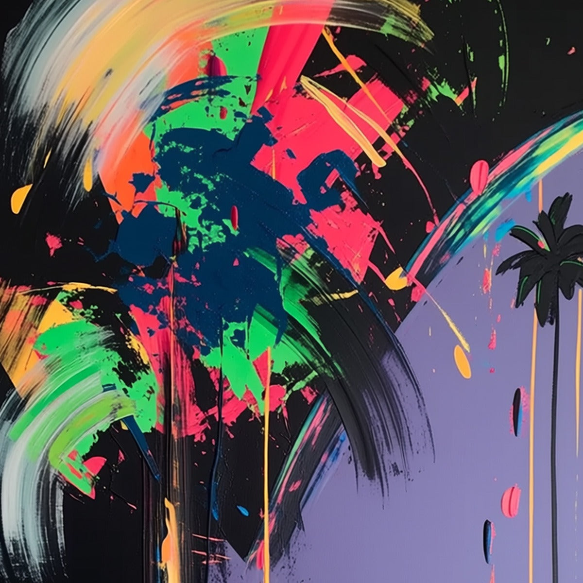 NEON TIDE: Vibrant Abstract Vertical Beach & Sea Painting