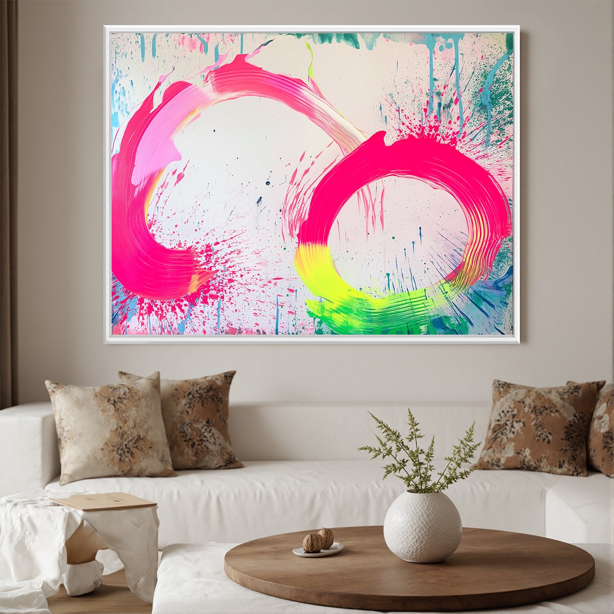 Neon Bloom: Vibrant Abstract Acrylic Painting – MontCarta