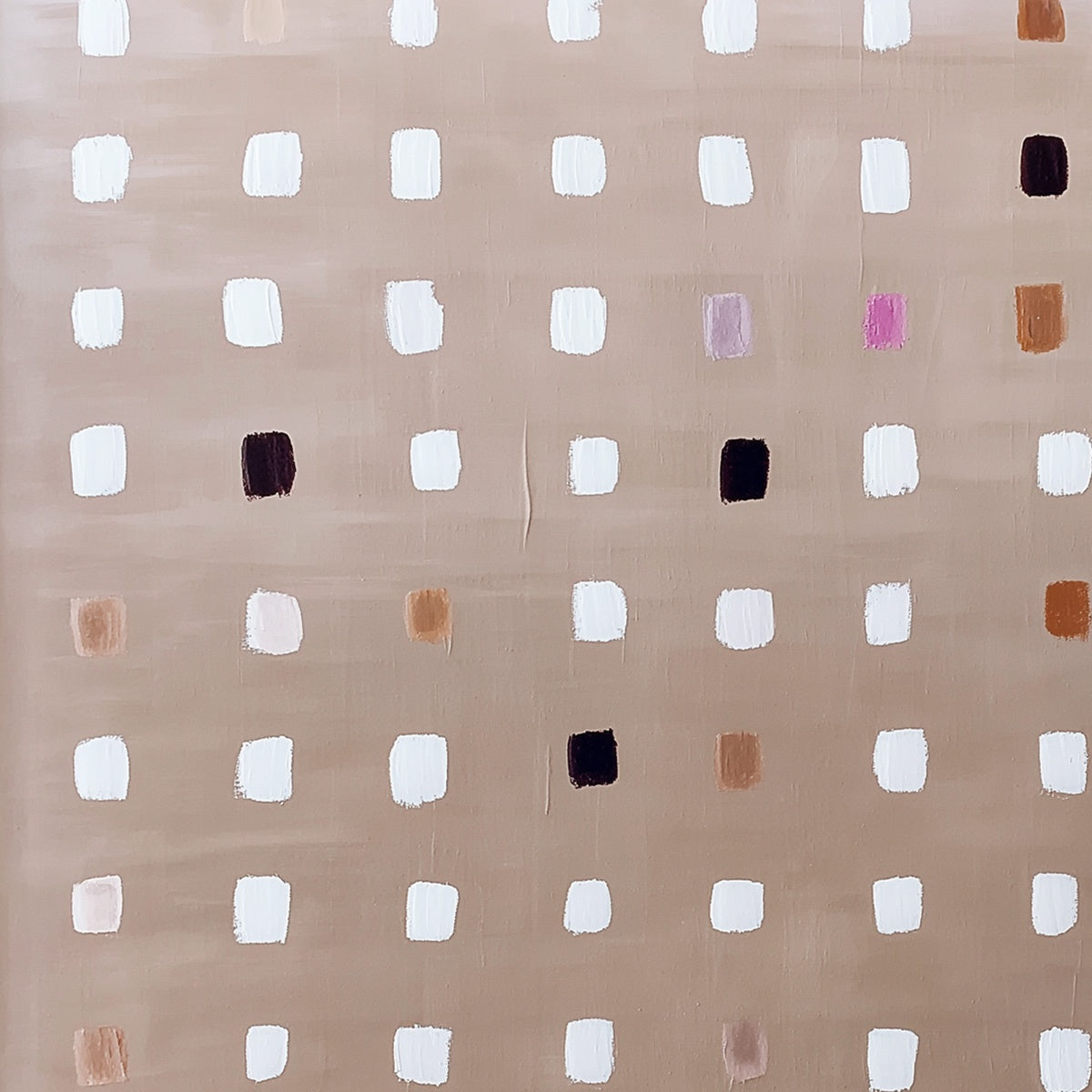 NEUTRAL HARMONY: Minimalist Abstract Grid Oil Painting