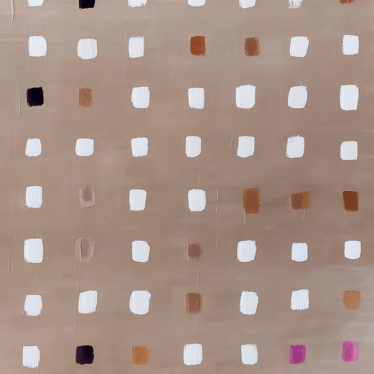 NEUTRAL HARMONY: Minimalist Abstract Grid Oil Painting