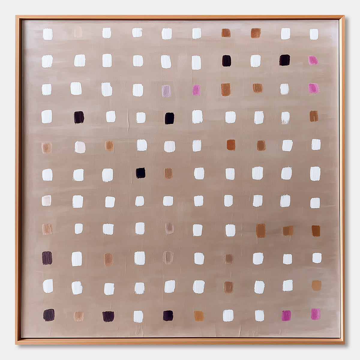 NEUTRAL HARMONY Minimalist Abstract Grid Oil Painting