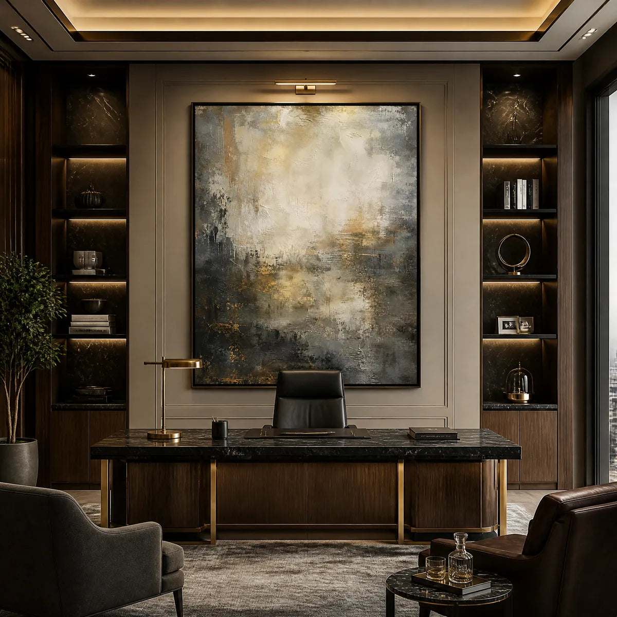NIGHT AURELIA: Moody Gold Black Abstract
