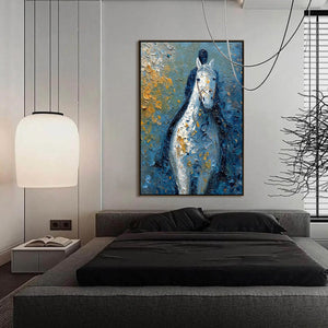 NOBLE COMPANION: Textured Impasto Horse and Rider Painting