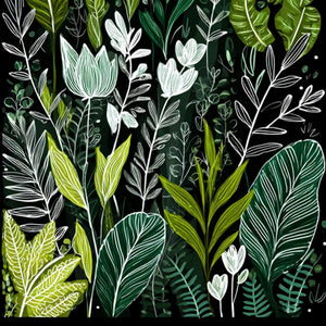 NOCTURNAL GARDEN: Modern Graphic Botanical Illustration Art
