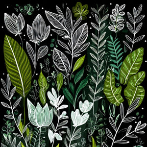 NOCTURNAL GARDEN: Modern Graphic Botanical Illustration Art