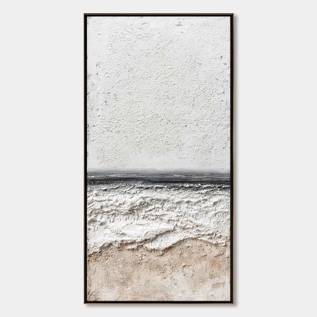 NOIR HORIZON: Textured Minimalist Black and White Seascape