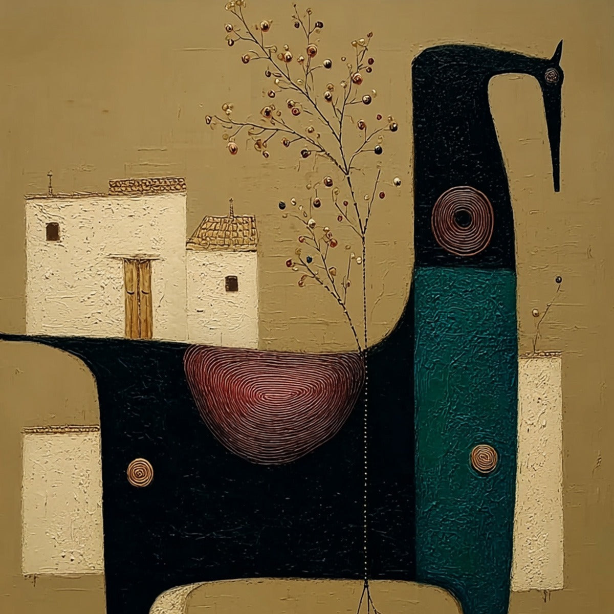 NOMAD'S HAVEN: Textured Wabi Sabi Abstract Animal Wall Art