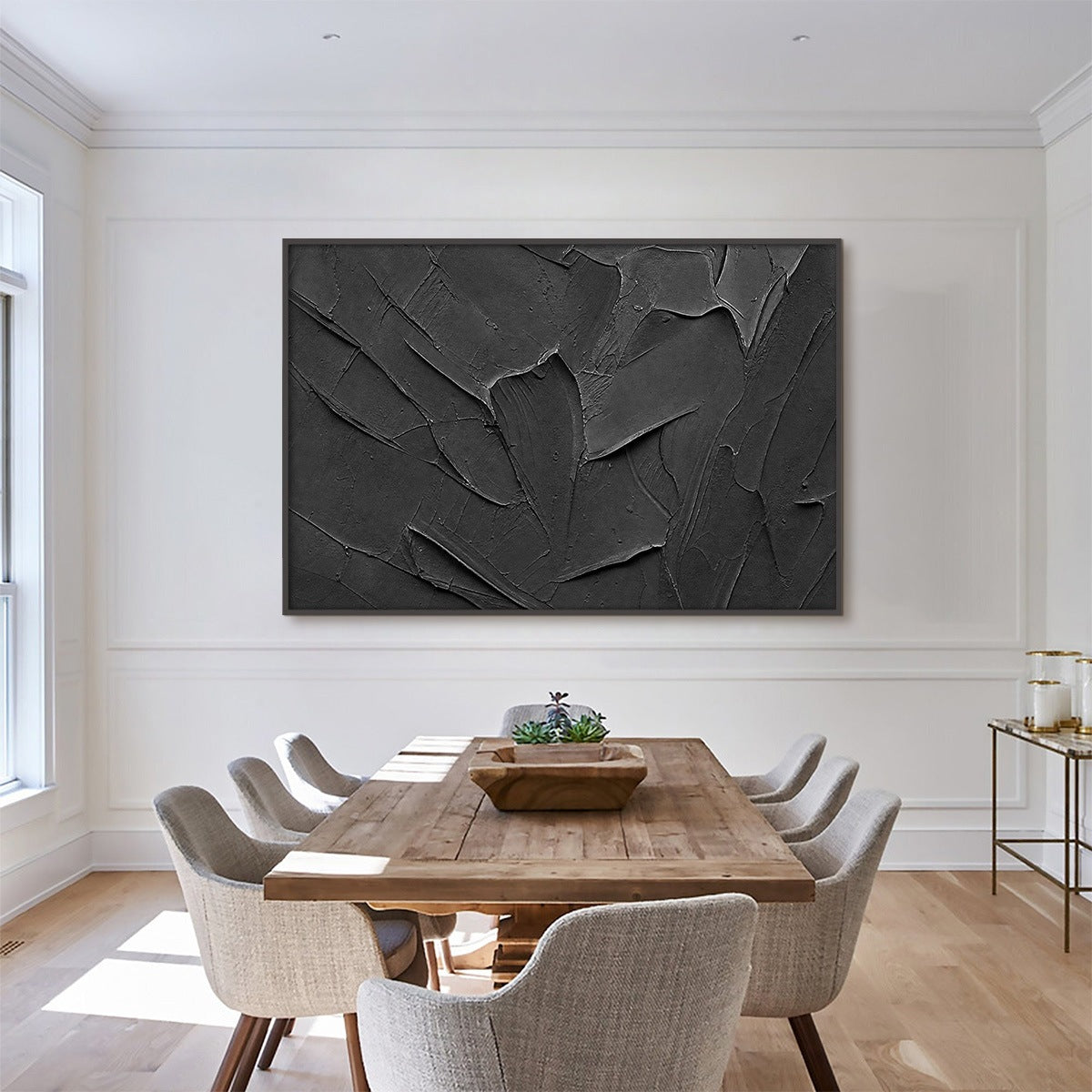 OBSIDIAN: Textured Minimalist Impasto Painting in Deep Black