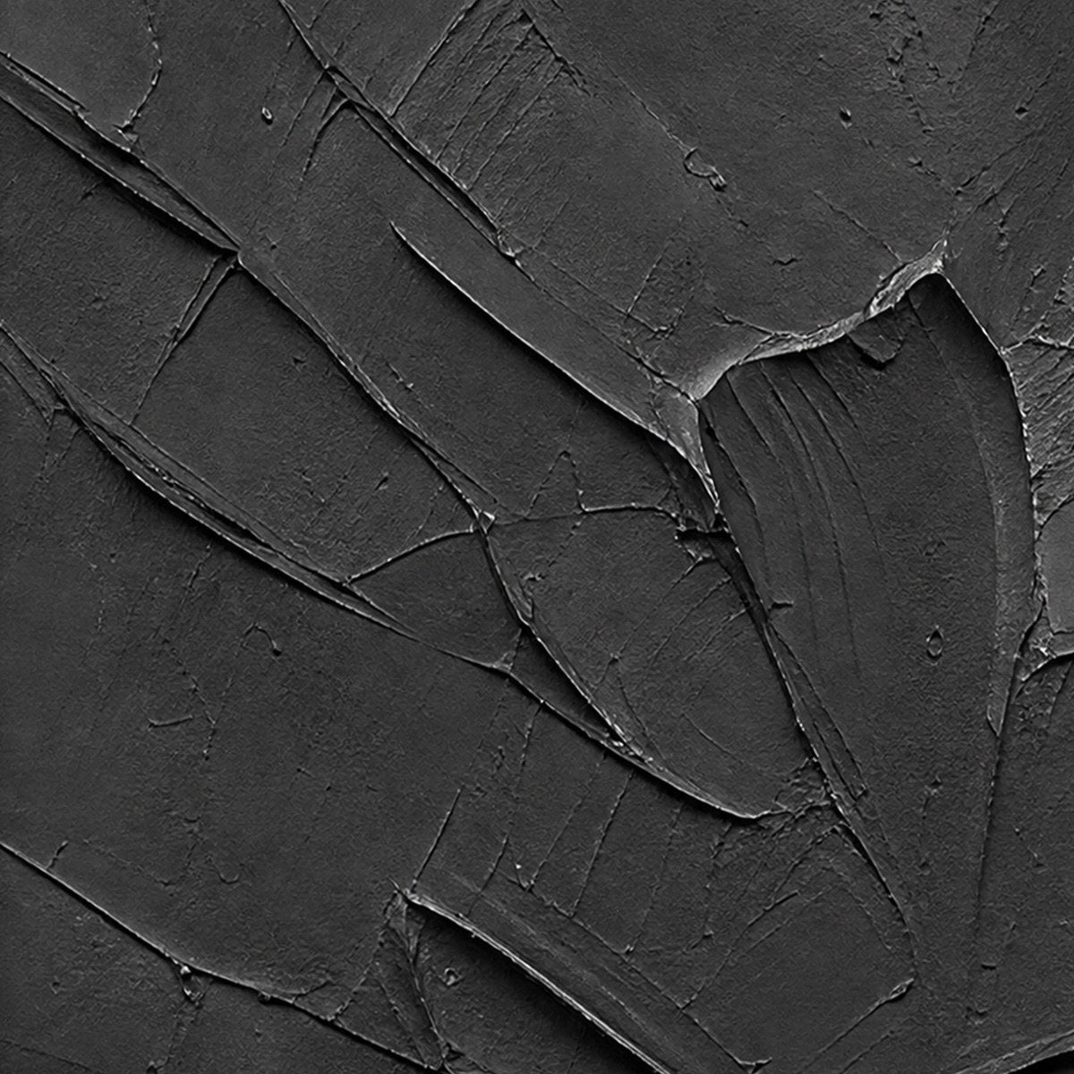 OBSIDIAN: Textured Minimalist Impasto Painting in Deep Black