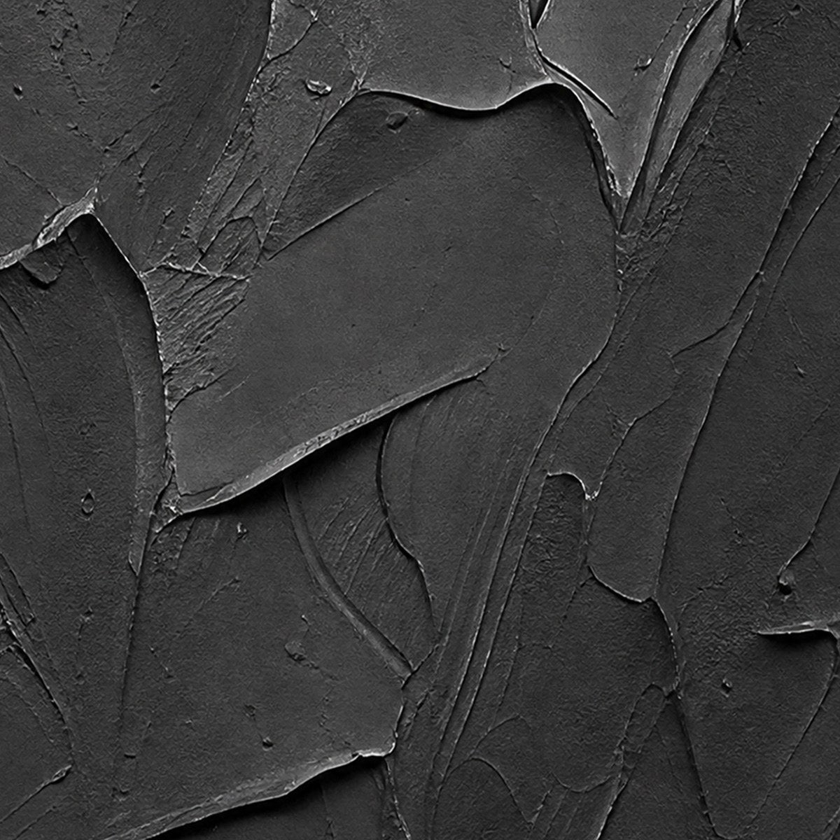 OBSIDIAN: Textured Minimalist Impasto Painting in Deep Black