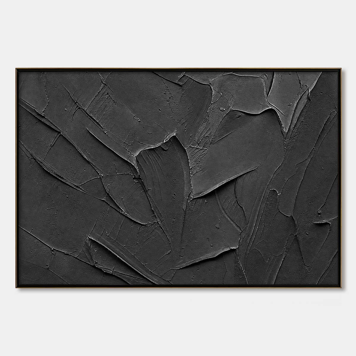 OBSIDIAN: Textured Minimalist Impasto Painting in Deep Black