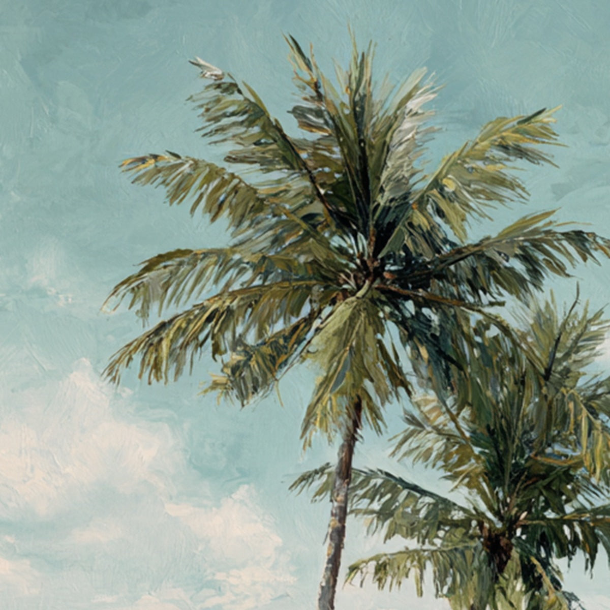 OCEAN BREEZE: Serene Coastal Palm Tree Beach Painting