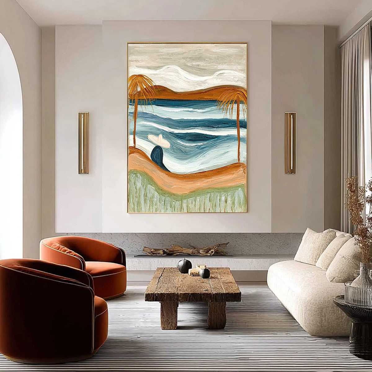 OCEAN REVERIE: Textured Wabi Sabi Style Coastal Landscape Painting