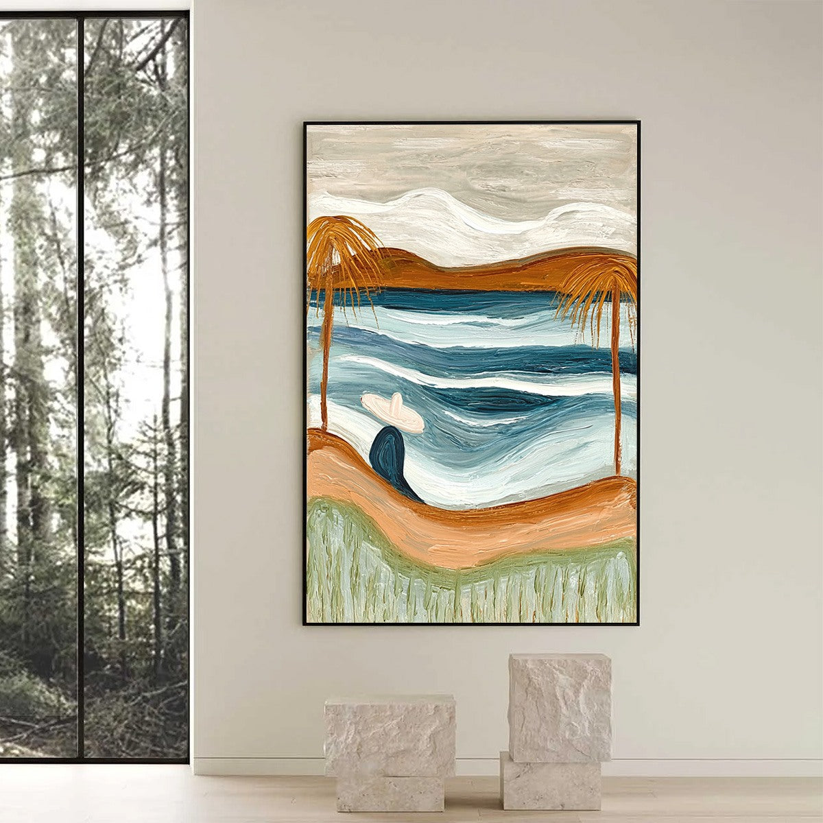 OCEAN REVERIE: Textured Wabi Sabi Style Coastal Landscape Painting