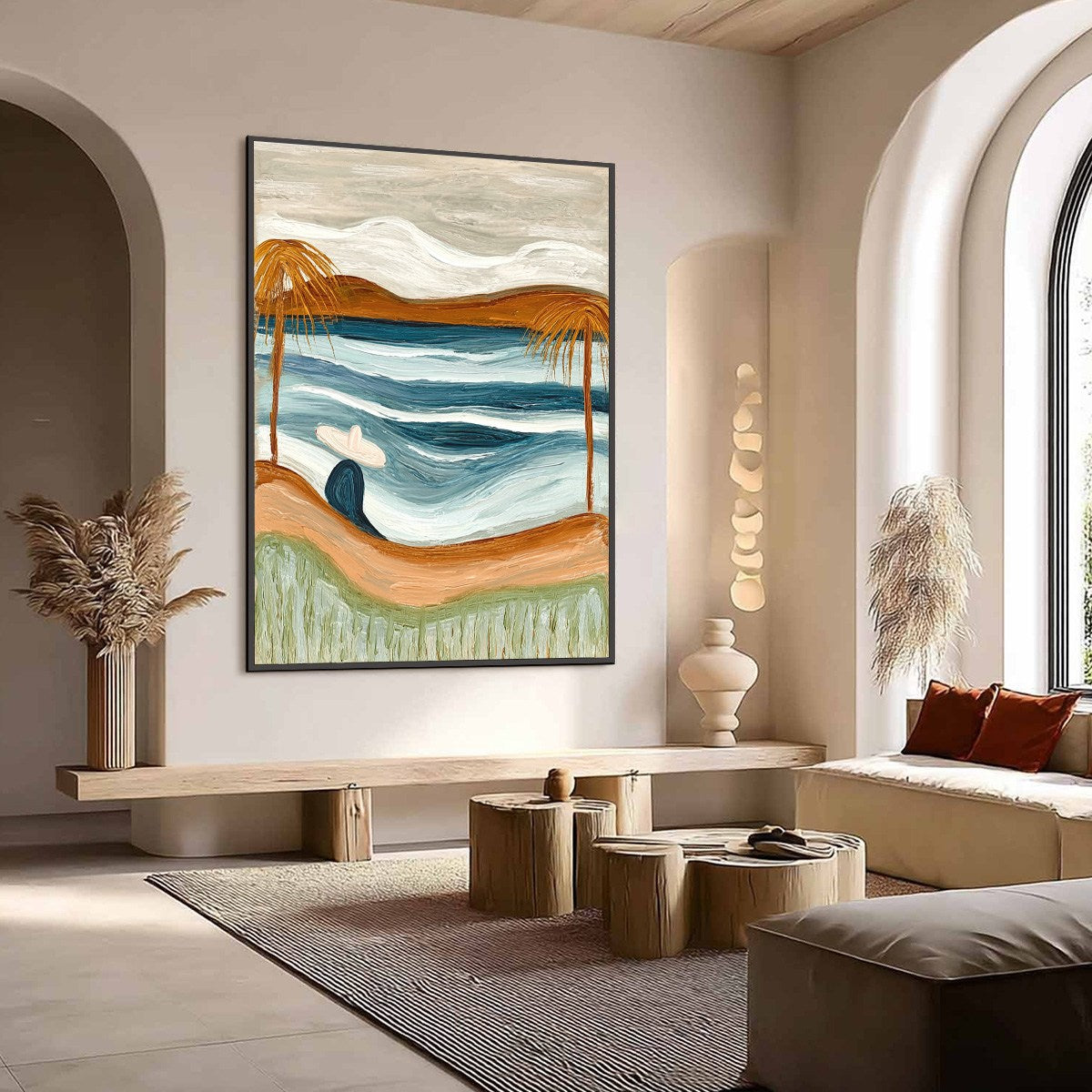 OCEAN REVERIE: Textured Wabi Sabi Style Coastal Landscape Painting