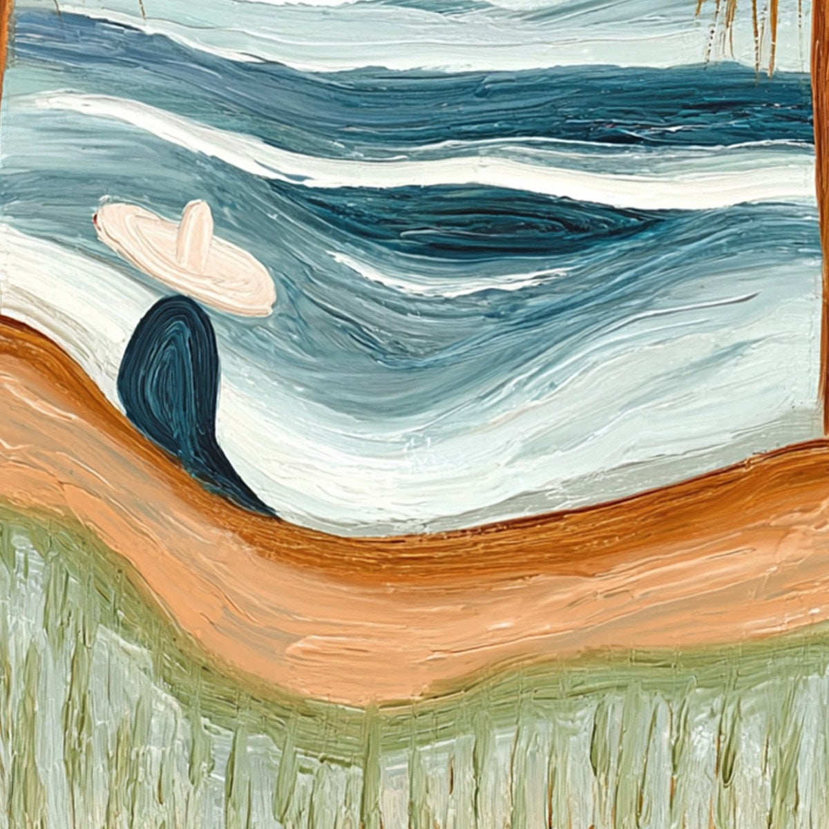 OCEAN REVERIE: Textured Wabi Sabi Style Coastal Landscape Painting