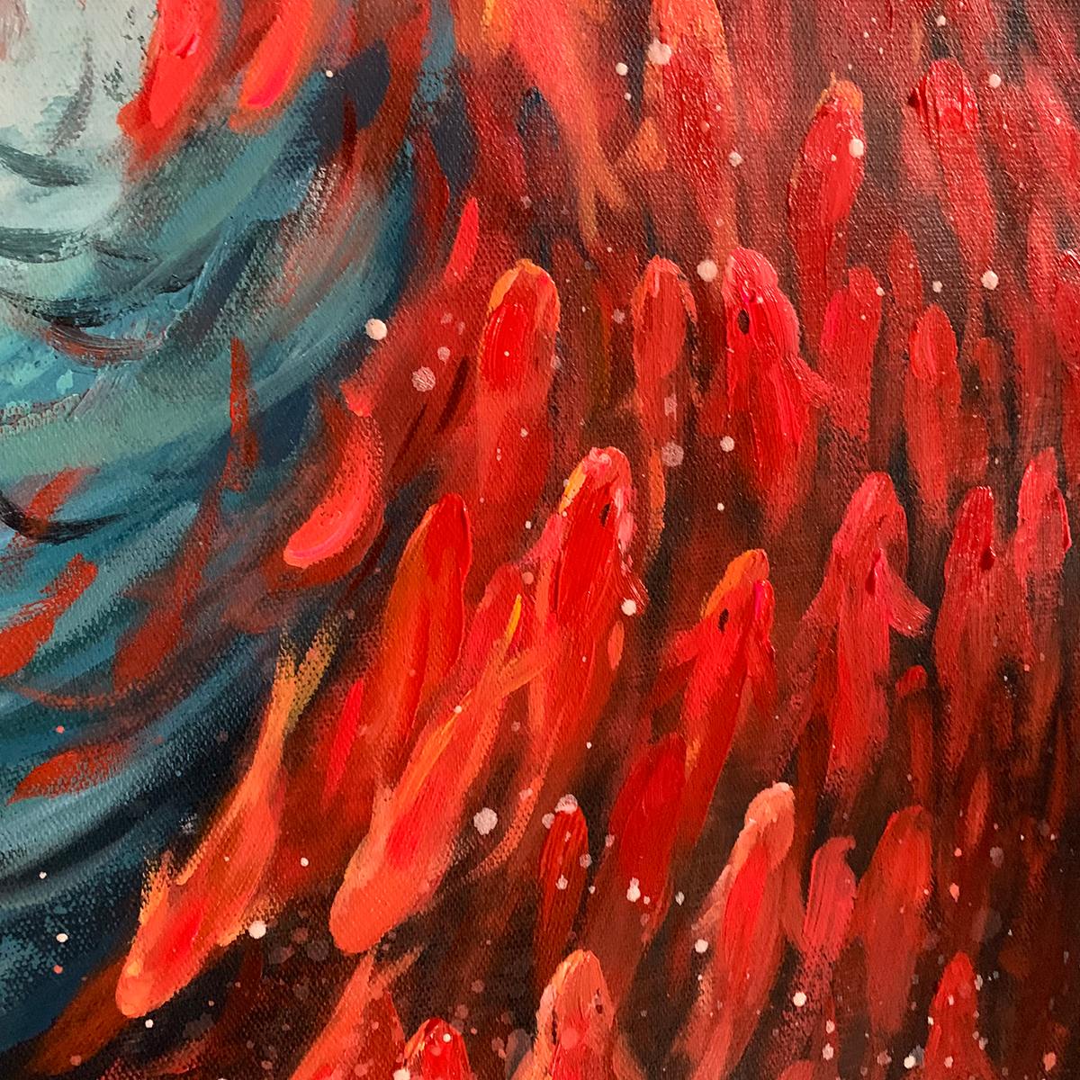 OCEANIC DANCE: Abstract Swirling Fish Oil Painting