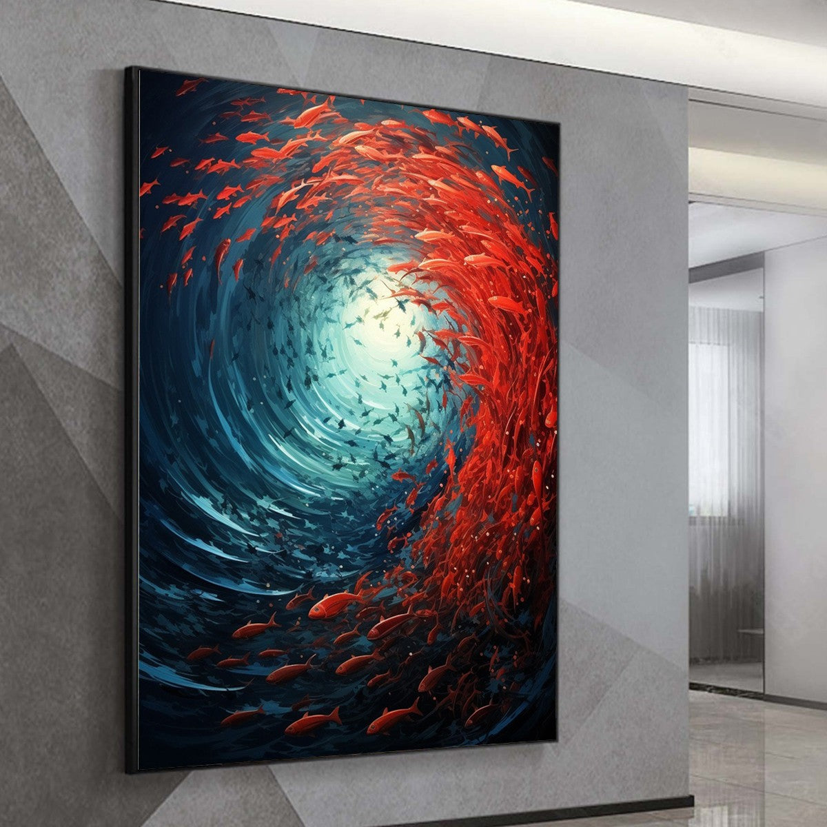 OCEANIC DANCE: Abstract Swirling Fish Oil Painting