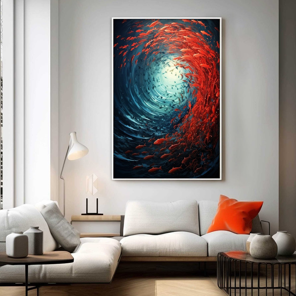 OCEANIC DANCE: Abstract Swirling Fish Oil Painting