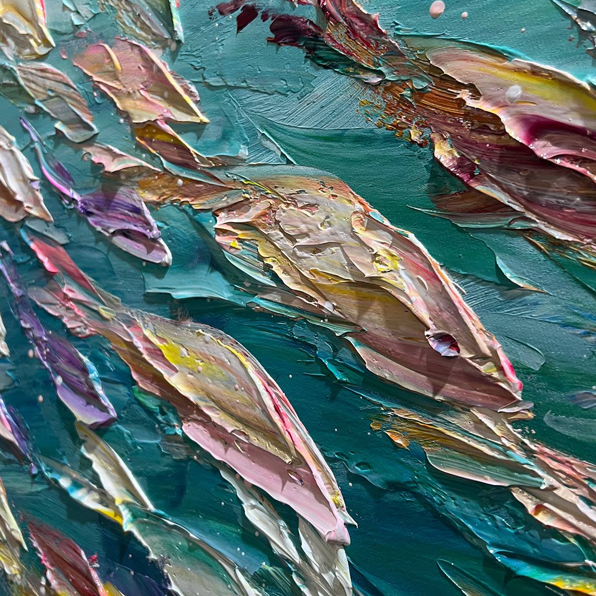 OCEAN CURRENTS: Textured Abstract Seascape Painting in Blues and Greens