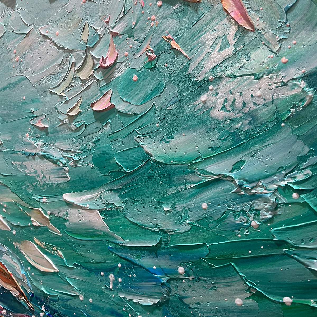 OCEAN CURRENTS: Textured Abstract Seascape Painting in Blues and Greens