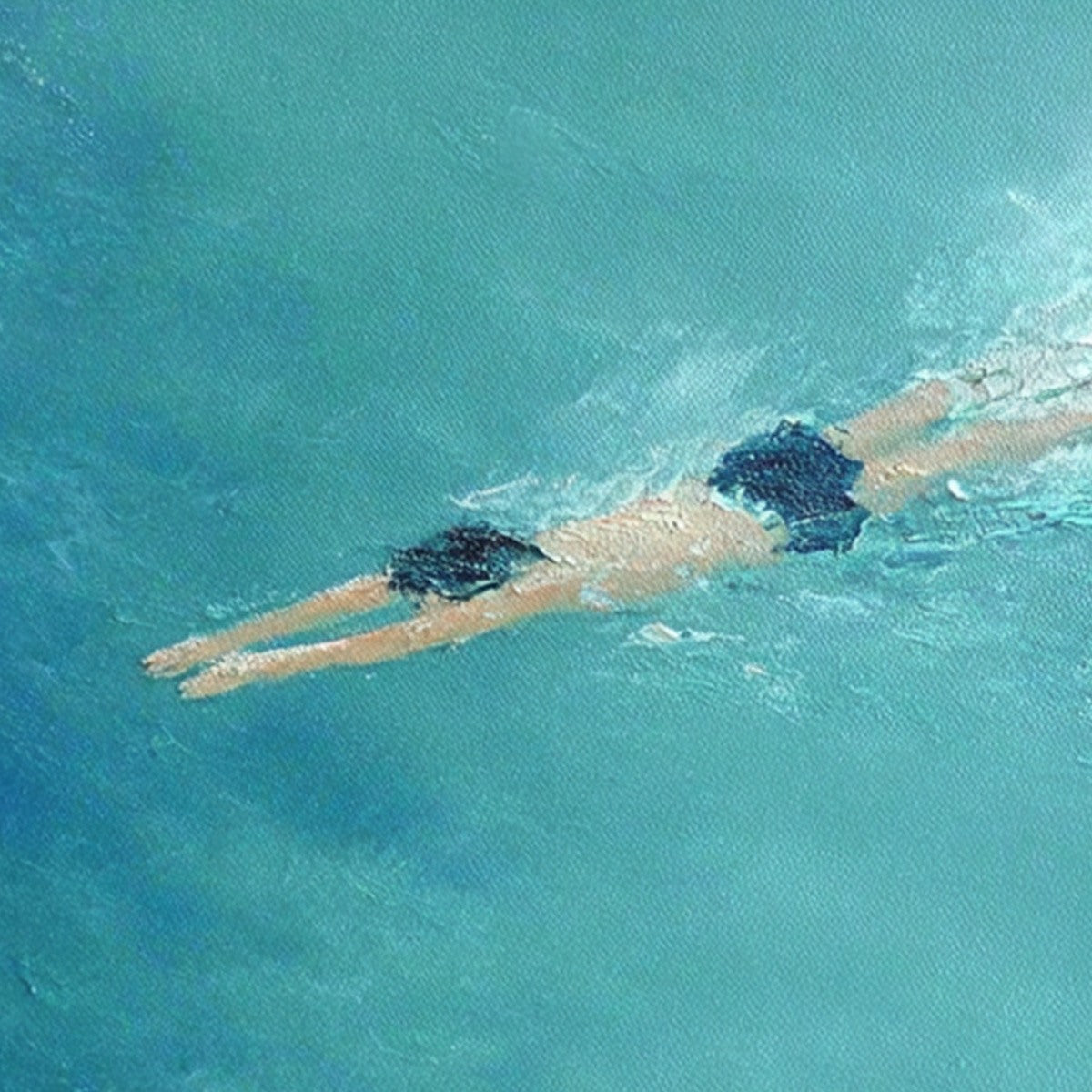 OCEAN DIVE: Textured Minimalist Seascape Oil Painting