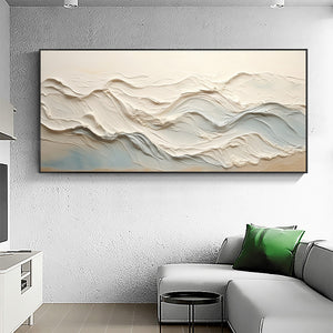 Ocean Echoes: Textured Abstract Oil Painting Canvas Wall Art Decor