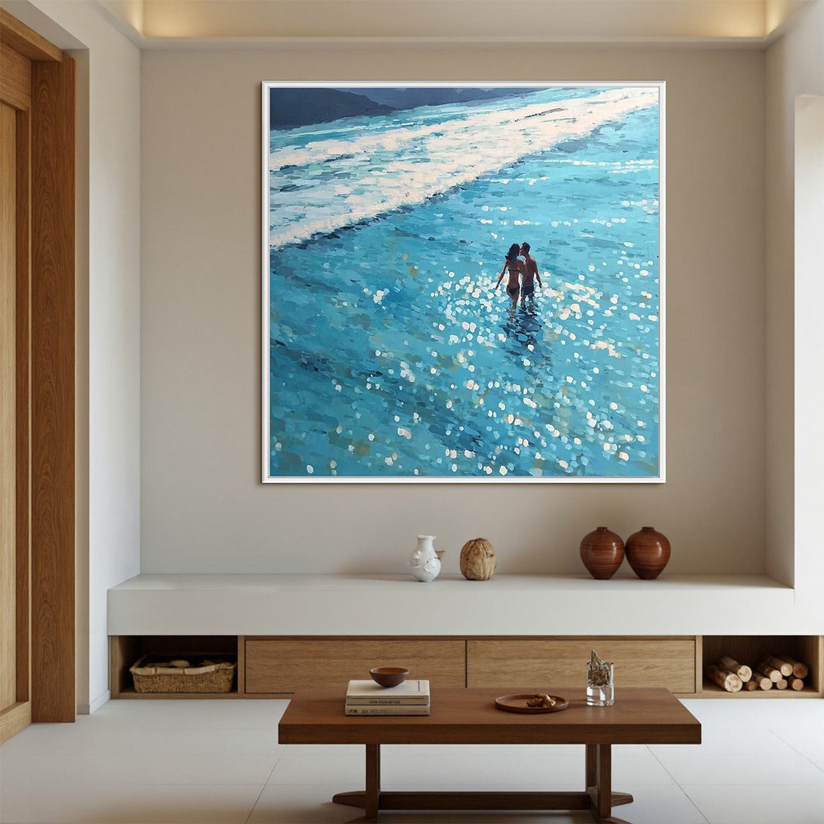 OCEAN EMBRACE Romantic Beach Scene Oil Painting