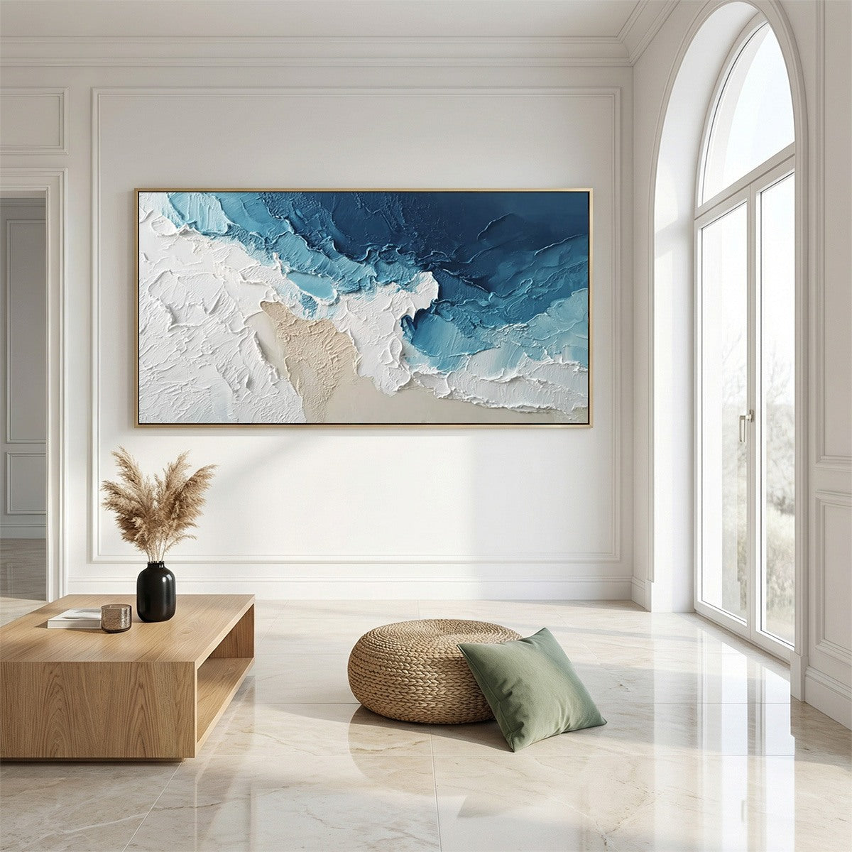 OCEAN'S EMBRACE: Textured Abstract Coastal Seascape Painting