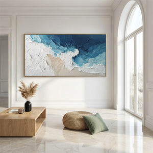 OCEAN'S EMBRACE: Textured Abstract Coastal Seascape Painting