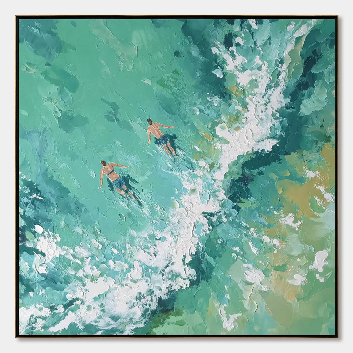 OCEAN'S EMBRACE: Textured Impressionist Seascape Oil Painting