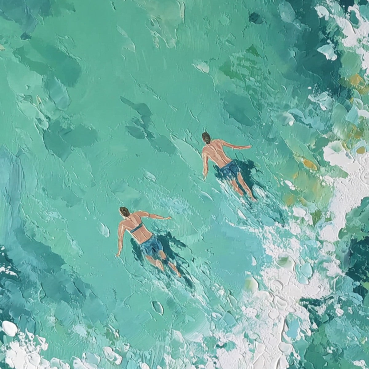 OCEAN'S EMBRACE Textured Impressionist Seascape Oil Painting