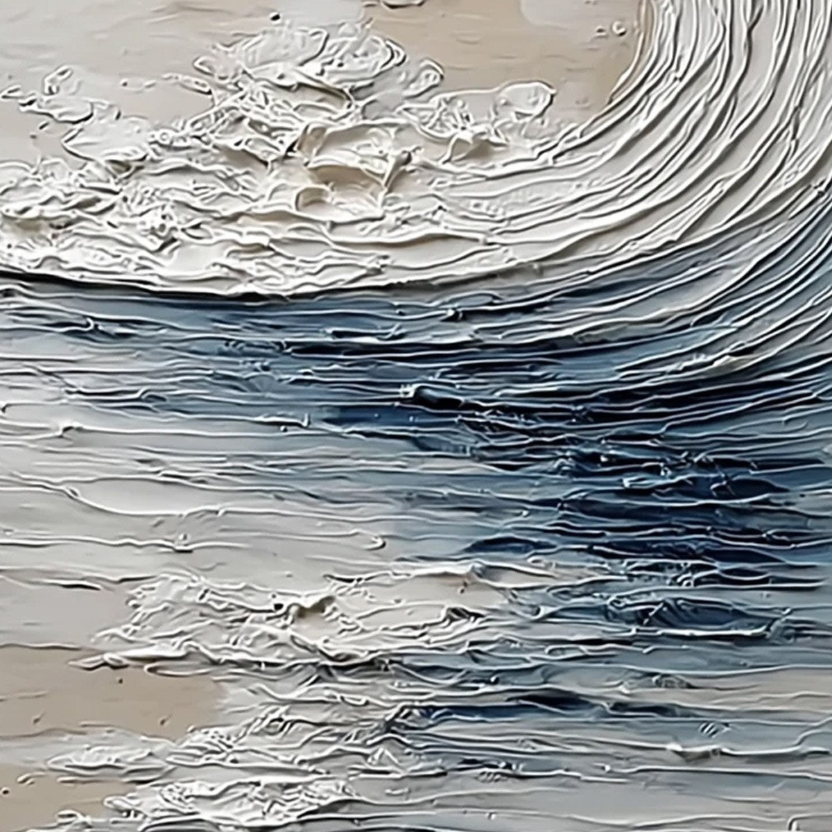 OCEAN'S EMBRACE: Vertical Textured Wabi Sabi Seascape Oil Painting