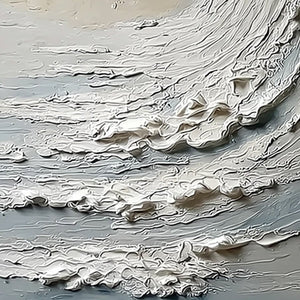 OCEAN'S EMBRACE: Vertical Textured Wabi Sabi Seascape Oil Painting