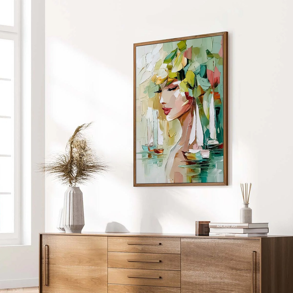 OCEAN'S MUSE: Textured Palette Knife Portrait Painting with Seascape