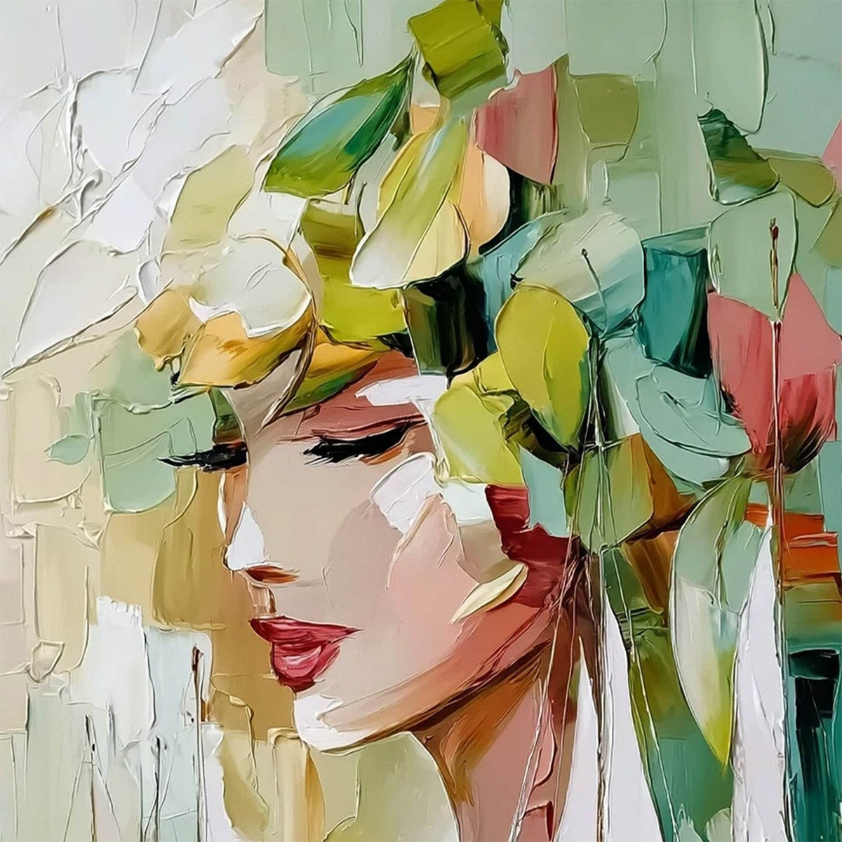 OCEAN'S MUSE: Textured Palette Knife Portrait Painting with Seascape