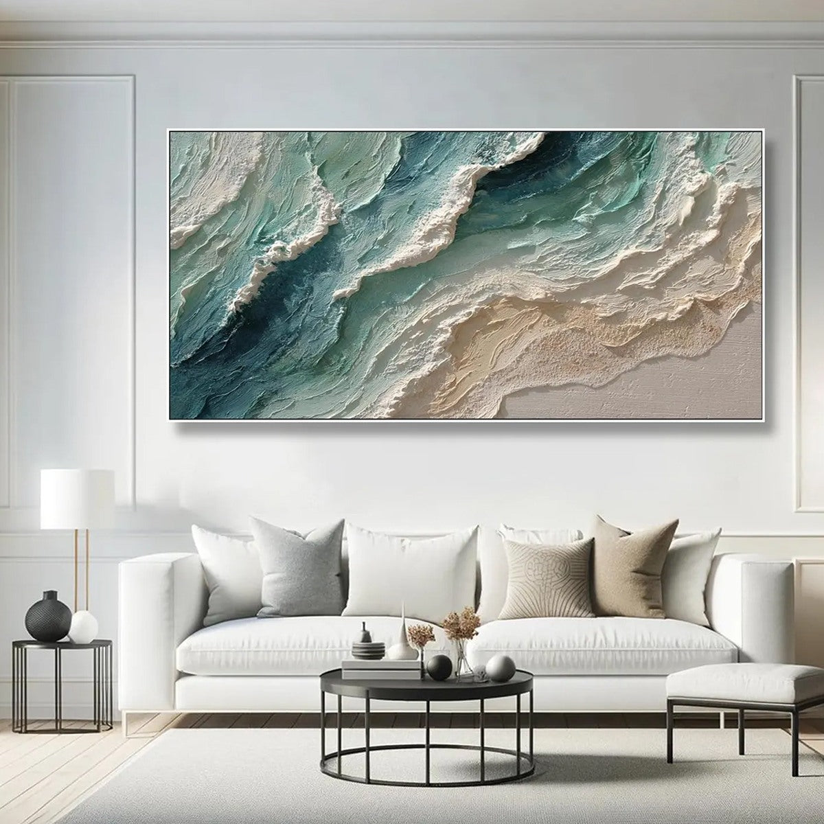 OCEAN'S BREATH: Textured Wabi Sabi Coastal Seascape Painting