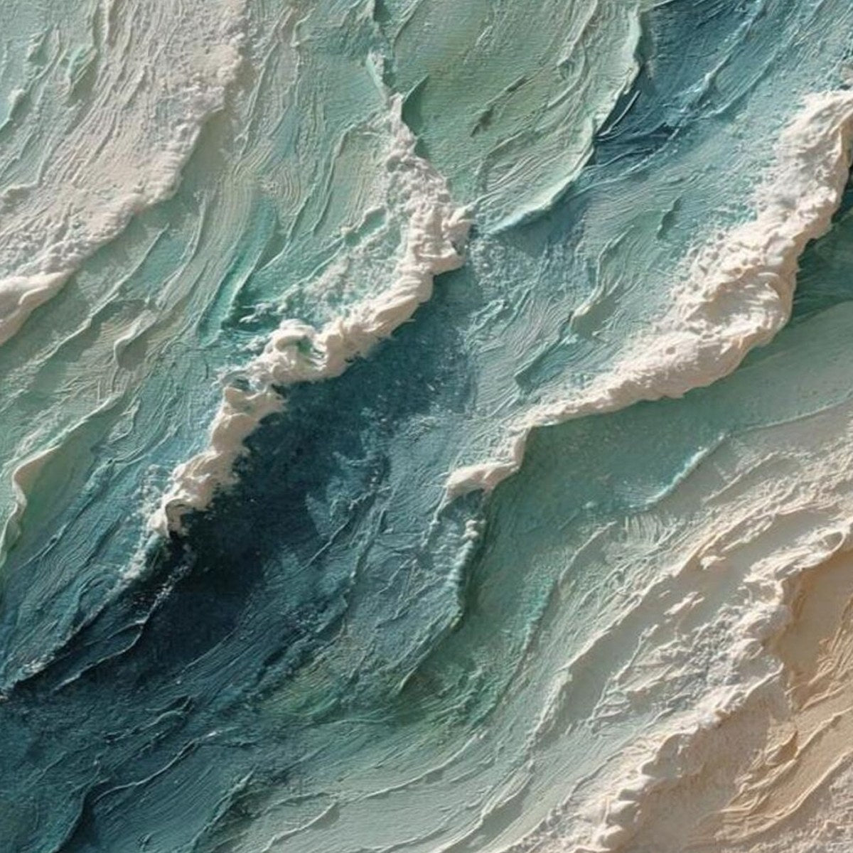 OCEAN'S BREATH: Textured Wabi Sabi Coastal Seascape Painting